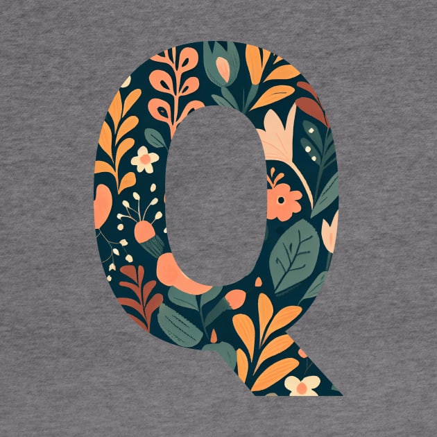 Whimsical Floral Letter Q by BotanicalWoe